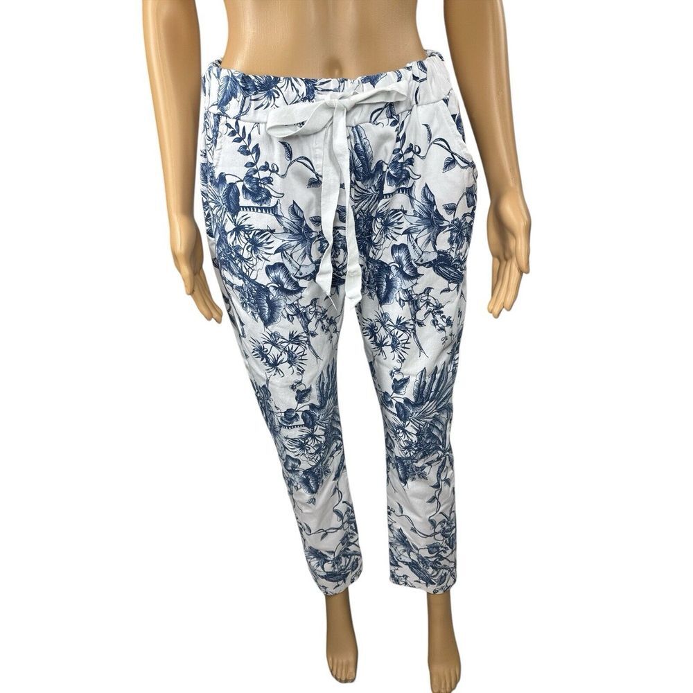 Patchington Comfortable Pants Floral Blue Women‎  Mad In Italy Size M
